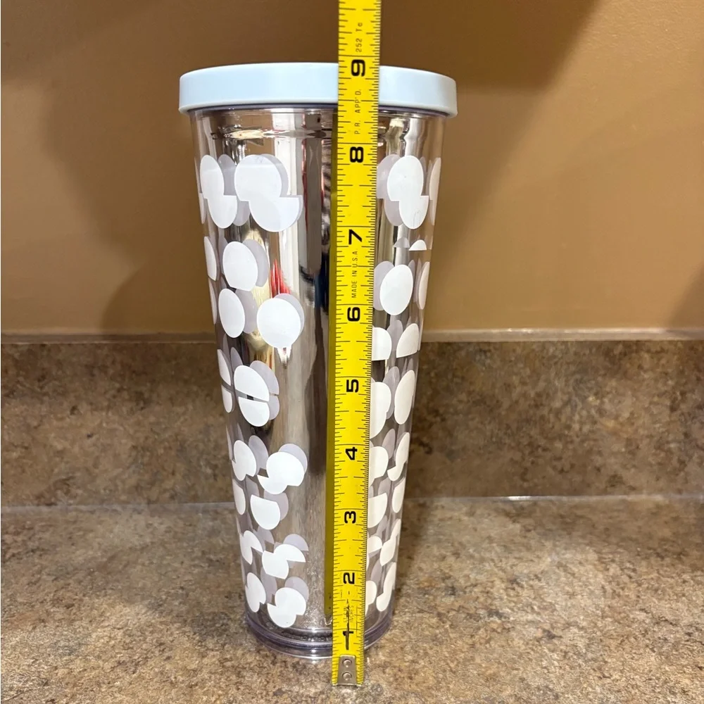 Starbucks Mirror White Polka Dot Venti 24 oz Cold Cup Tumbler W/Lid No Straw